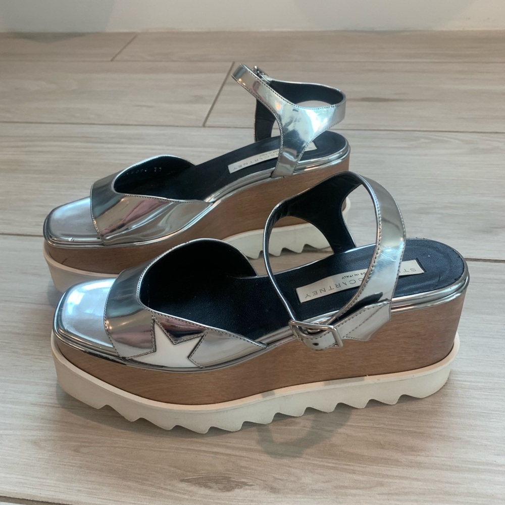 Stella McCartney Silver Star Elyse Platform Sandals